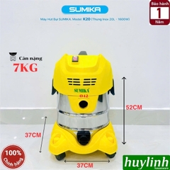 Máy hút bụi khô và ướt Sumika K20 - dung tích 20 lít - Có lọc HEPA - 1600W