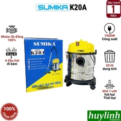 Máy hút bụi 3 chức năng Sumika K20A - 20 lít - 1500W - hút bụi khô - ướt - thổi bụi