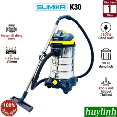 Máy hút bụi 3 chức năng Sumika K30 - 30 lít - 1800W - Hút bụi khô - ướt và thổi bụi