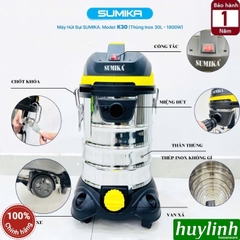 Máy hút bụi 3 chức năng Sumika K30 - 30 lít - 1800W - Hút bụi khô - ướt và thổi bụi