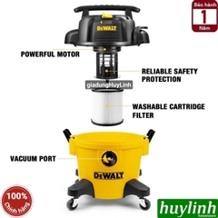 Máy hút bụi 3 chức năng Dewalt DXV23P – 23 lít - Hút bụi khô - Ướt - Thổi bụi