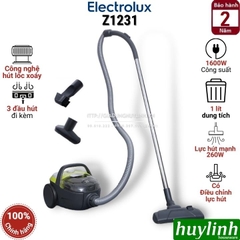Máy hút bụi không túi Electrolux Z1231 - 1600W - Có chỉnh lực hút - Hàng chính hãng