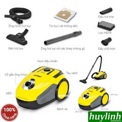 Máy hút bụi Karcher VC2 *KAP - 1100W - 2.8 lít