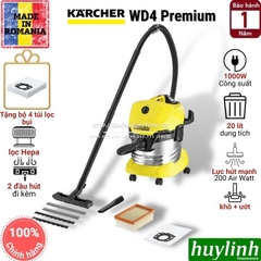 Máy hút bụi khô và ướt Karcher WD4 Premium - Tặng 4 túi lọc bụi