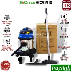 Máy hút bụi công nghiệp Hiclean HC20/US - 20 lít - 1500W