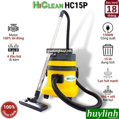 Máy hút bụi Khô và Ướt HiClean HC15P - 15 lít - Thùng nhựa