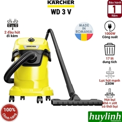 Máy hút bụi khô và ướt Karcher WD3 V - Có thổi bụi - Dung tích 17 lít - Made in Romania - 1.628-127.0