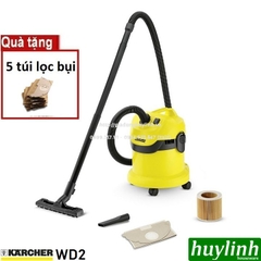 Máy hút bụi khô và ướt Karcher WD2 Cartridge - Tặng kèm bộ 5 túi lọc bụi trị giá 220.000