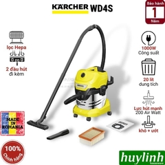Máy hút bụi khô và ướt Karcher WD4S - Dung tích 20 lít - Hàng chính hãng
