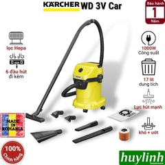 Máy hút bụi khô và ướt Karcher WD3V Car - 17 lít- tặng 1 bộ túi bụi