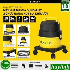 Máy hút bụi gia đình 2 chức năng Stanley SXV19125P-1B - 4 lít - 600W - Hút bụi Khô và Ướt