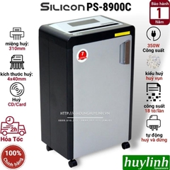 Máy Hủy Tài Liệu Silicon PS-8900C - 18 Tờ/Lần - 34 Lít - Khổ A3