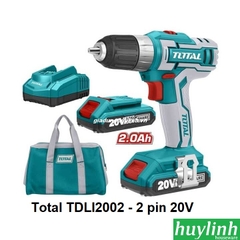 Máy khoan dùng pin Total TDLI2002 - 2 Pin Li-ion 20V - kèm 47 phụ kiện