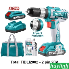 Máy khoan búa dùng pin Total TIDLI2002 - 2 pin Li-ion 20V - kèm 50 phụ kiện