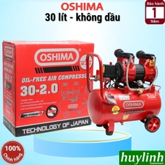 Máy nén khí Không dầu Giảm Âm Oshima 30-2.0 - Dung tích 30 lít - 2hp (dây đồng)