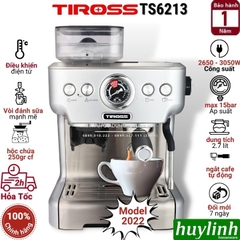 Máy Pha Cà Phê Espresso Tiross TS6213 - Tích Hợp Máy Xay [Model Mới 2022]