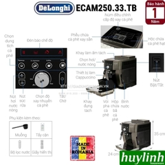 Máy pha cà phê tự động Delonghi ECAM250.33.TB - Magnifica S Smart - Made in Romania