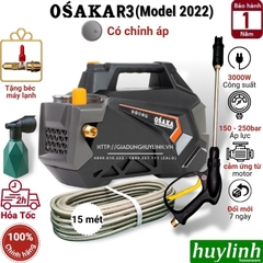 Máy xịt rửa xe chỉnh áp Osaka R3 - 3000W - Model 2022 - Tặng béc rửa máy lạnh, điều hoà