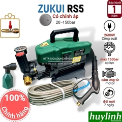 Máy Xịt Rửa Xe Chỉnh Áp Zukui RS5 - 2600W - Tặng Bình Xà Bông + Béc Rửa Máy Lạnh