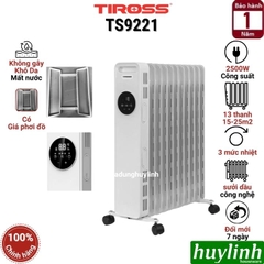 Máy sưởi dầu 13 thanh Tiross TS9221 - 2500W - Có Remote + Giá phơi