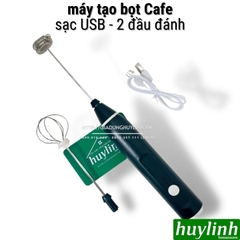 Máy Tạo Bọt Sữa Cà Phê, Đánh Trứng Đầu Sạc USB 2 Loại Đầu Khuấy Cafe Và Đánh Trứng