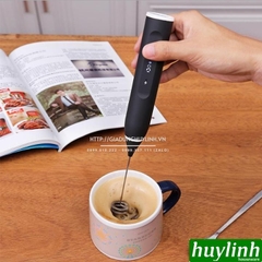 Máy tạo bọt sữa cà phê, đánh trứng đầu sạc USB 2 loại đầu khuấy cafe và đánh trứng