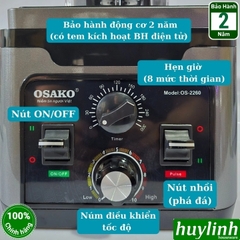 Máy xay sinh tố công nghiệp Osako OS-2260 - 2200W - 1.8 lít - 8 mức hẹn giờ xay