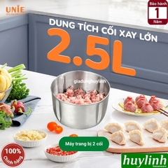 Máy xay thịt - thực phẩm Unie UE-226 - 2 cối inox 2.5 lít + dụng cụ bóc tỏi