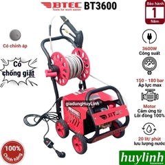 [Chống giật] Máy xịt rửa xe Chỉnh Áp Btec BT3600 - 3600W - motor từ lõi đồng