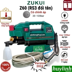 Máy rửa xe chỉnh áp Zukui Z60 (RS3 đổi tên) - 2400W - Motor từ - Tặng béc rửa máy lạnh + Thân nối súng