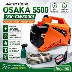 Máy xịt rửa xe chỉnh áp Osaka S500 (SK-CW3000) - 3000W - Có chống giật - motor cảm ứng từ lõi đồng 100%