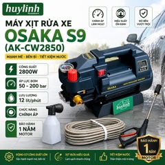 Máy rửa xe chỉnh áp Osaka AK-CW2850 (S9 - R1 đổi tên) - 2800W - Dây 15 mét - Motor cảm ứng từ