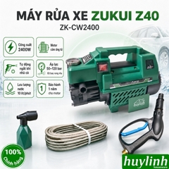 Máy xịt rửa xe Zukui ZK-CW2400 (Z40) - 2400W - Tặng bình phun xà bông - Model 2022
