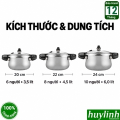 Nồi áp suất inox đáy từ PoongNyun MLRPC-06(IH) - MLRPC-08(IH) - MLRPC-10(IH) - 3.5 lít - 4.5 lít - 6 lít - Sản xuất tại Hàn Quốc