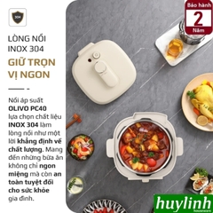 Nồi áp suất điện đa năng Olivo PC40 - 4 lít - 1300W - 2 nắp nồi - 10 menu