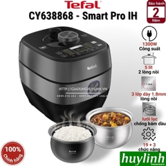 Nồi áp suất điện tử Tefal Smart Pro IH Multicooker CY638868 - 2 lòng nồi 5 lít - 1300W