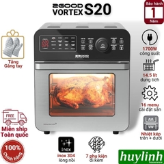 Nồi Chiên Không Dầu Điện Tử 2Good Vortex S20 - 14.5 Lít - Tặng Găng Tay - 16 Chức Năng