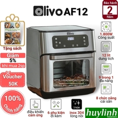 Nồi chiên không dầu điện tử Olivo AF12 - 12 lít - Tặng Voucher + Sách HD nấu ăn