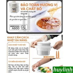 Nồi hầm chậm, chưng yến, nấu cách thuỷ 2Good A600 - 1.5 lít - 2 tầng - Tặng sách ăn dặm