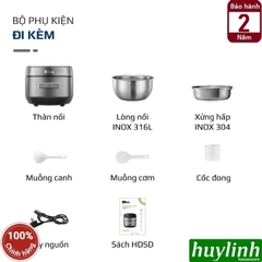 Nồi cơm điện cao tần Olivo RC-900IH - Lòng nồi inox 316 1.5 lít - chống dính tự nhiên