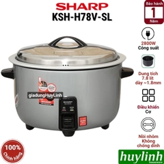 Nồi cơm điện công nghiệp Sharp KSH-H65V-SL (6,5 lít) - KSH-H78V-SL (7,8 lít) - KSH-H90V-SL (9 lít)