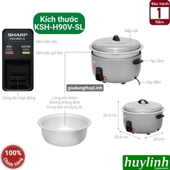 Nồi cơm điện công nghiệp Sharp KSH-H65V-SL (6,5 lít) - KSH-H78V-SL (7,8 lít) - KSH-H90V-SL (9 lít)
