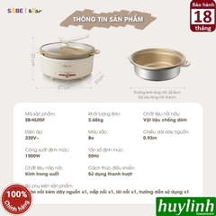 Nồi lẩu điện đa năng Bear SB-NL05F - dung tích 5 lít - 4 mức nhiệt - dùng chiên xào