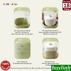 Nồi nấu chậm - chưng yến - nấu cách thuỷ Bear SC-4H10E - 1 lít - 7 chức năng - kèm xửng hấp
