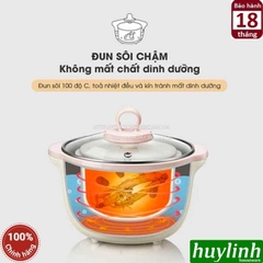 Nồi nấu chậm, chưng yến, nấu cách thuỷ Bear SUBE002 - 1.6 lít - Kèm xửng hấp + 2 thố 0.5 lít