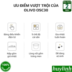 Nồi nấu cháo chậm điện tử Olivo OSC30 - 3 lít - 9 menu