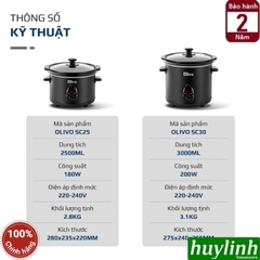 Nồi nấu chậm Olivo SC25 (2.5 lít) - SC30 (3 lít)