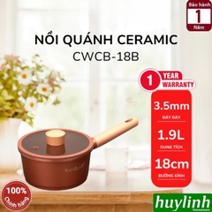 Nồi quánh Ceramic đáy từ Tiger Queen CWCB-18B - 1.9 lít - 18cm - Made in Hàn Quốc