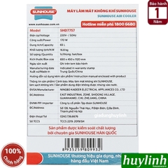 Quạt điều hoà làm mát không khí Sunhouse SHD7757 - [50m2] - Có đá khô
