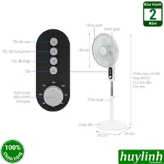Quạt cây đứng Philips CX1220/00 - 45W - 6 cánh - lồng quạt 40cm